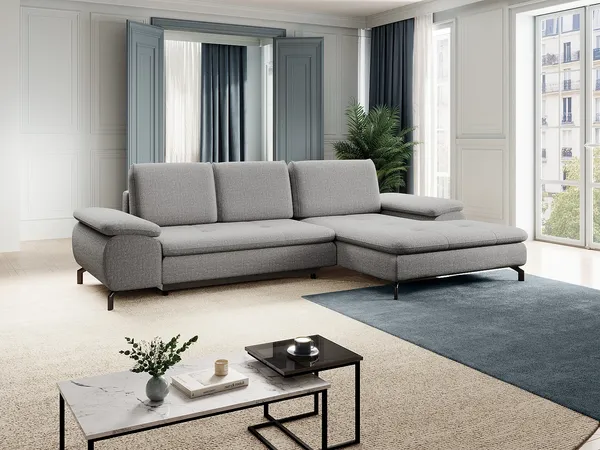 Vente-unique - ARCHIBALD Sofa Stoff Grau - B 104 cm x H 82 cm x L 265 cm