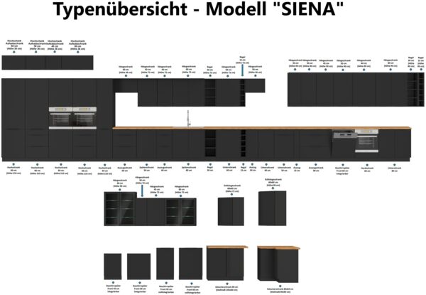 Küche SIENA BASIC 280 cm Küchenzeile Küchenblock Einbauküche Schwarz matt Bild 7