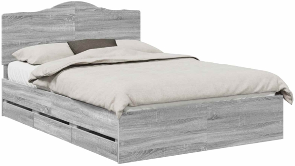 vidaXL Bettrahmen Graues Sonoma 140 x 200 cm Ingenieurs Holz 3413420
