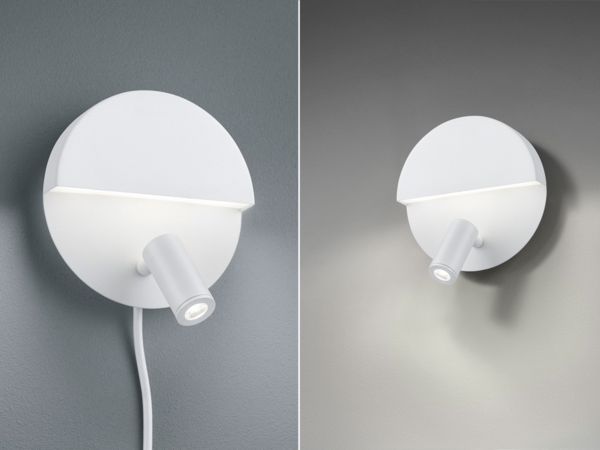 2er SET LED Leselampen Weiß mit Schalter & Stecker, Ø 16cm