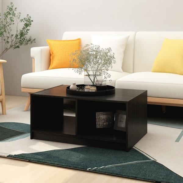 vidaXL Couchtisch Schwarz 75x50x33,5 cm Massivholz Kiefer 809910
