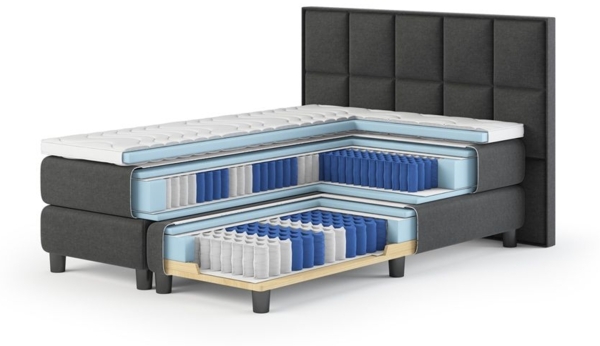 Boxspringbett 'Oslo' Grau 140x200 cm H3 Bild 4