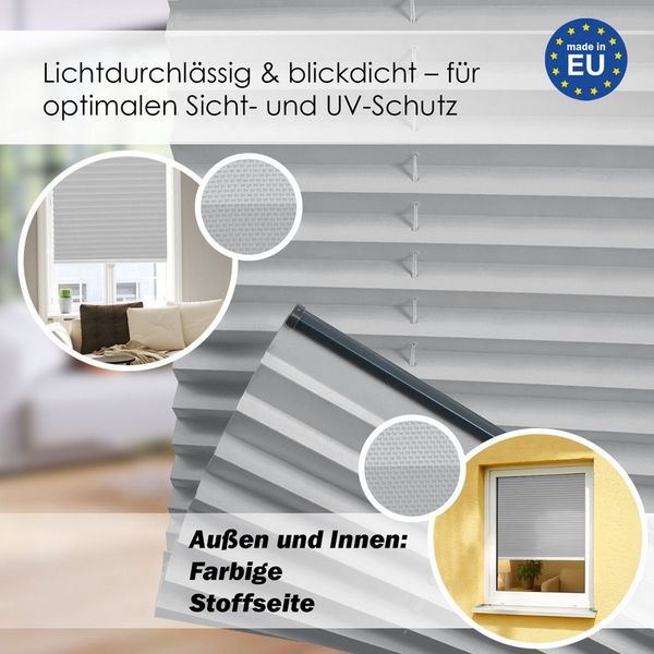 DomDeco Plissee Premium Plissee ohne Bohren, Sichtschutz, lichtdurchlässig, blickdicht, Klemmfix, Klemmfix, UV-beständig, modernes Design, stufenlos