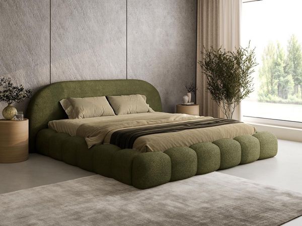 Compleo Polsterbett OMBIS, Wolkenbett mit Bettkasten und Lattenrost, Designer-Bett, MADE IN EU