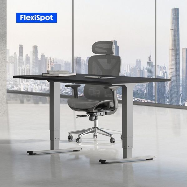 FLEXISPOT Schreibtisch Elektrisch Höhenverstellbarer Schreibtisch EC5 LITE mit Dualmotor (25MM einteiliger Tischplatte & 3-fach Teleskop, 4 Speicherhöhen & Antikollisionssystem), 120x80/140x80/160x80/180x80