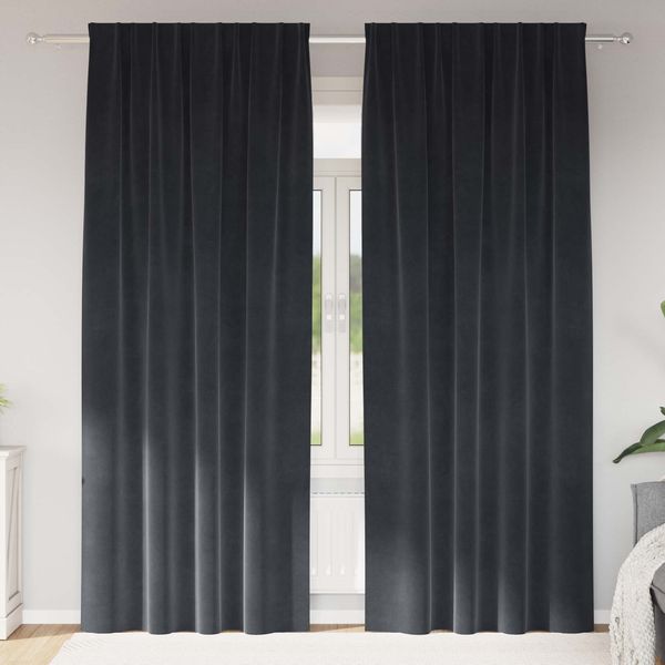 vidaXL Verdunkelungsvorhänge 2 pcs Dunkelgrau 140 x 225 cm Samt 4107230