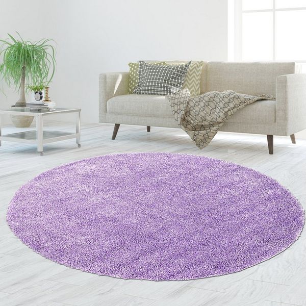 TeppichHome24 Teppich Hochflor-Teppich in Flieder, rechteckig, Höhe: 30 mm