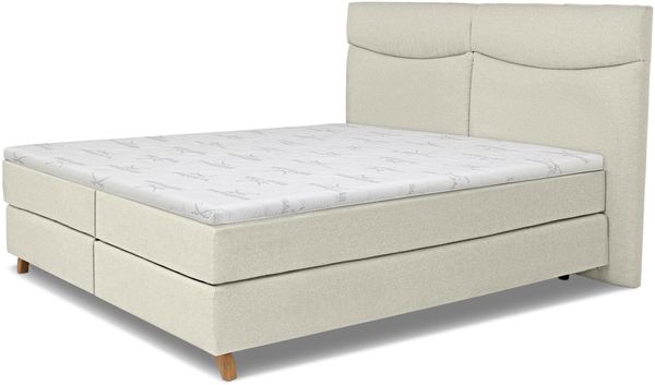 SANSIBAR 'LANGEOOG' Boxspringbett, Holz/Stoff, Grau, 160 x 200 cm, H3/H3