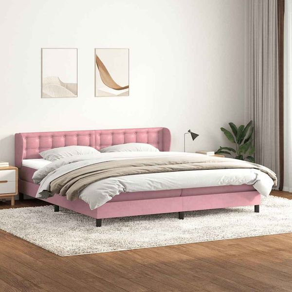 vidaXL Boxspringbett mit Matratzen Rosa 180x210 cm Samt 3317876