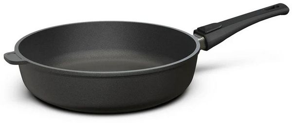 Hoffmann Germany Bratpfanne Schmorpfanne Ø 20 cm hoher Rand – Made in Germany, Aluguss (1-tlg, 1x Pfanne Ø 20 cm mit hohem Rand), abnehmbarer Griff, Antihaft, backofenfest bis 250°C, Induktion