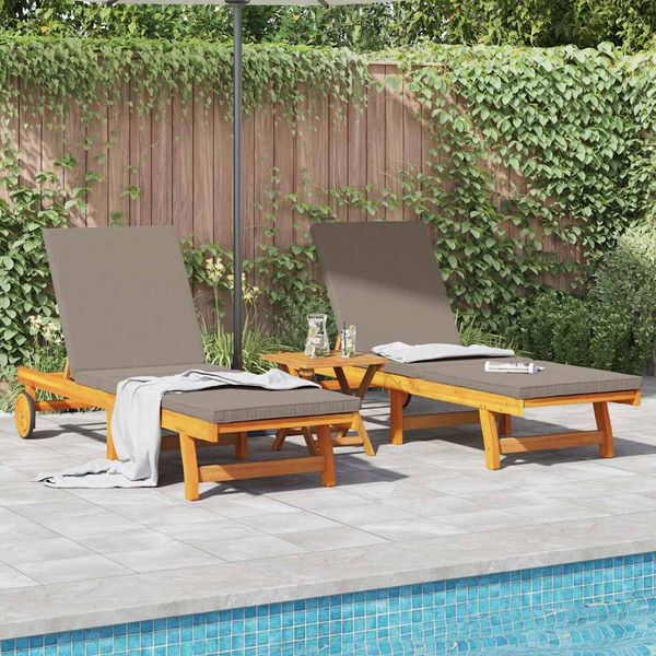 vidaXL Sonnenliege 2-Person 3 pcs Braun Massivholz Akazie 3325209