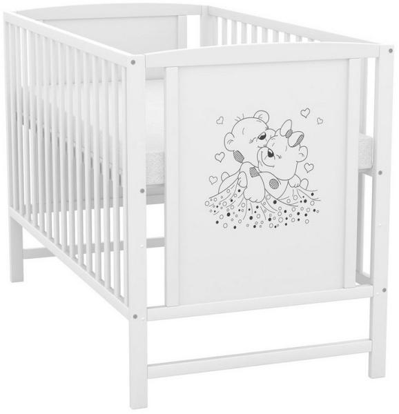 Baby-Delux Babybett Mia, Kinderbett 60x120 cm weiß höhenverstellbar, Kiefer mit Bärchen Motiv Bild 2