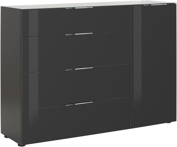 Kommode >TREND< (BxHxT: 135 x 99 x 40 cm) in anthrazit - Glas anthrazit