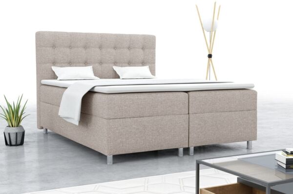 Deine Möbel 24 Boxspringbett BRILL Komplettbett inkl. Bonellfederkernmatratzen H3 (in Stoff / Velour Creme Beige Grau Hellgrau Dunkelgrau Anthrazit Schwarz, Polsterbett Matratzen H3 H4 zur Auswahl), inkl. Topper und Bettkästen, 120x200 140x200 160x200 ...
