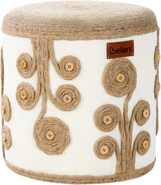 Pouf Jute weiß beige ⌀ 40 cm DIMAN