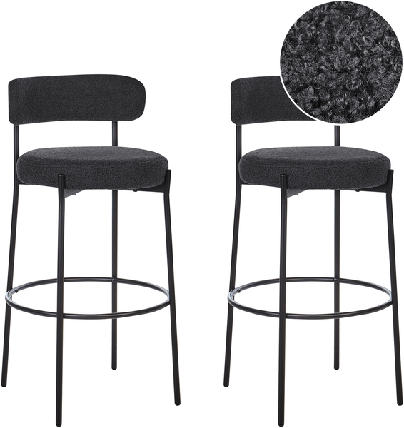 Set mit 2 Barstühlen ALLISON Bouclé Schwarz