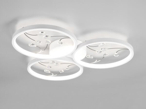 Große LED Deckenleuchte GROOVY Weiß mit 3 Stufen Dimmer, Ø 62cm