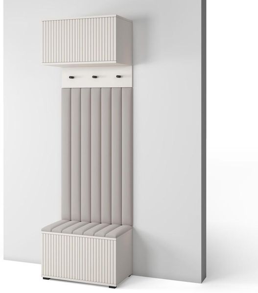 Garderoben-Set Ritmo version 5 mit Schuhregal und Polsterplatten, Ideal für Flur und Eingangsbereich (Cashmere, Trinity 03), 225 x 40 x 70 cm