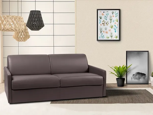 Vente-unique - CALIFE Sofa Kunstleder Braun - B 223 cm94 cm x H 85 cm x L 190 cm