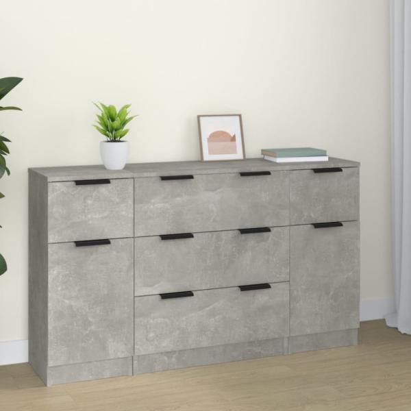 3-tlg. Sideboard-Set Betongrau Holzwerkstoff [3115823]