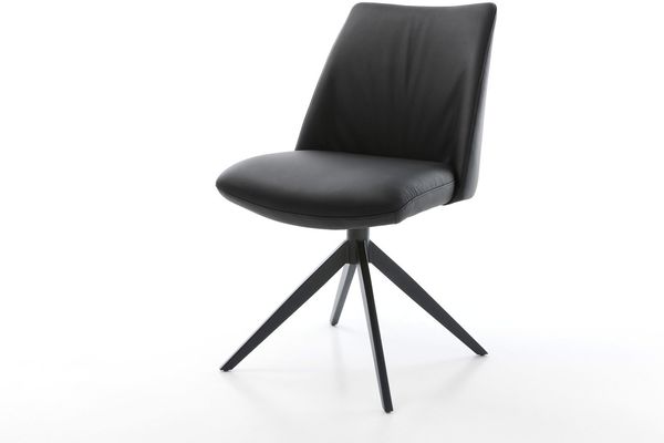 Drehstuhl Elso-Flex Echt-Leder Schwarz Kreuzgestell breit Schwarz 360° drehbar Wippfunktion Taschenfederkern