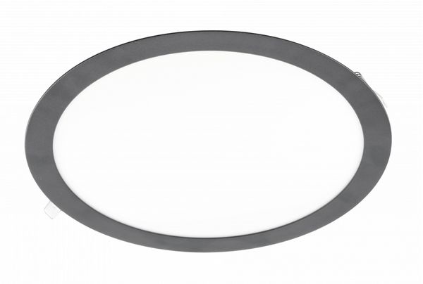 24W Runde LED Einbauleuchte slim Panel Spot mit schwarzen Rahmen Ø 300mm 2000 Lumen Warmweiß (3000 K)