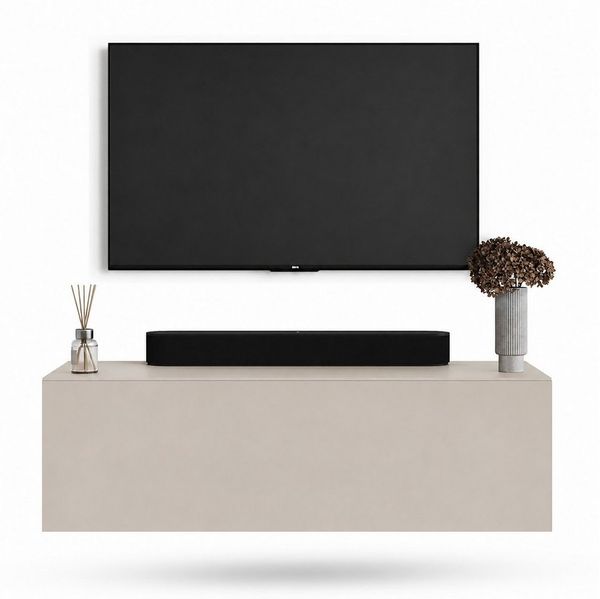 Planetmöbel TV-Schrank West TV-Board, Fernsehtisch 100 cm lang, TV-Lowboard (für Fernseher bis 55 Zoll, TV Schrank viel Stauraum, 1-St, sideboard hängend, Fernsehschrank 100 x 30 x 37,5 cm) kaschmir