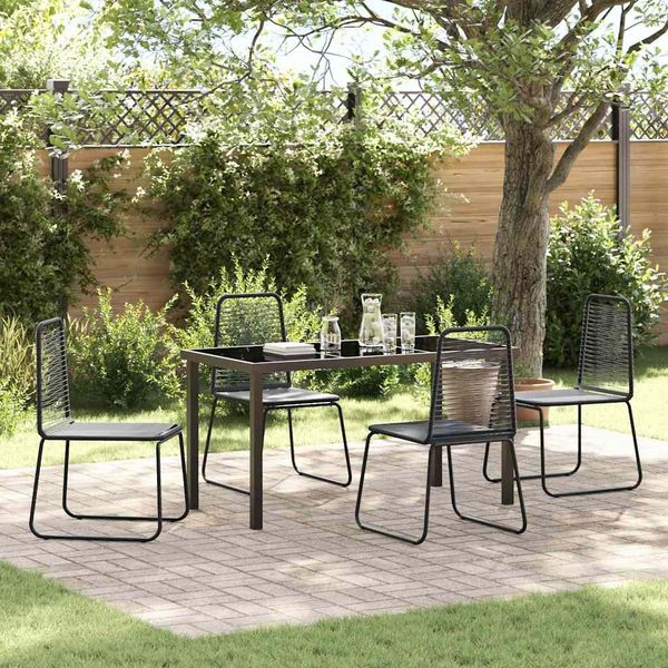 vidaXL Garten Essgruppe 5 pcs Schwarz Pulverbeschichteter Stahl 3379389