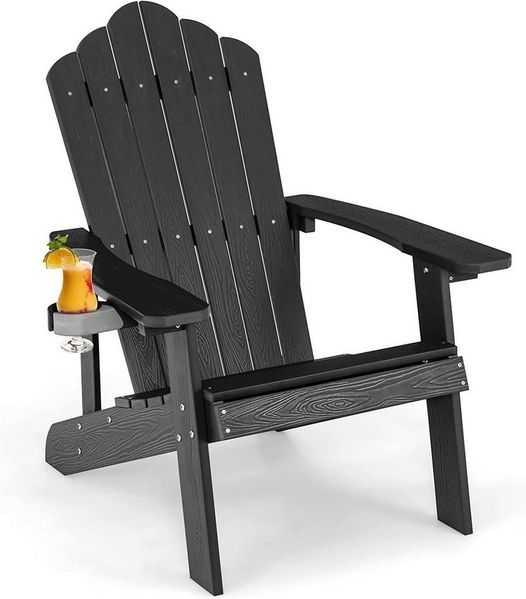 KOMFOTTEU Gartenstuhl Adirondack Stuhl mit Getränkehalter, 150 kg Tragfähigkeit