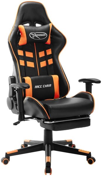 Gaming-Stuhl, Schreibtischstuhl, Bürostuhl mit Fußstütze Schwarz und Orange Kunstleder