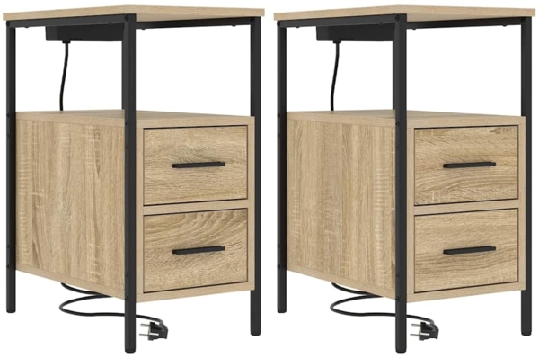 vidaXL Nachttisch 2 pcs Sonoma-Eiche 30 x 48 x 61 cm Holzwerkstoff 859413