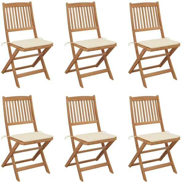 vidaXL Klappbare Gartenstühle 6 Stk. mit Kissen Massivholz Akazie 3065490