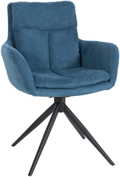 CLP Esszimmerstuhl Vilas Stoff 180° schwenkbar mit Armlehne und Rückenlehne,blau
