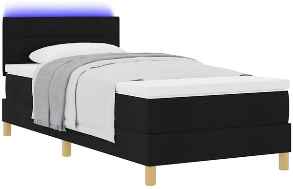 vidaXL LED Boxspringbett mit Kopfteil Schwarz 90 x 190 cm Stoff 3342326 Bild 3