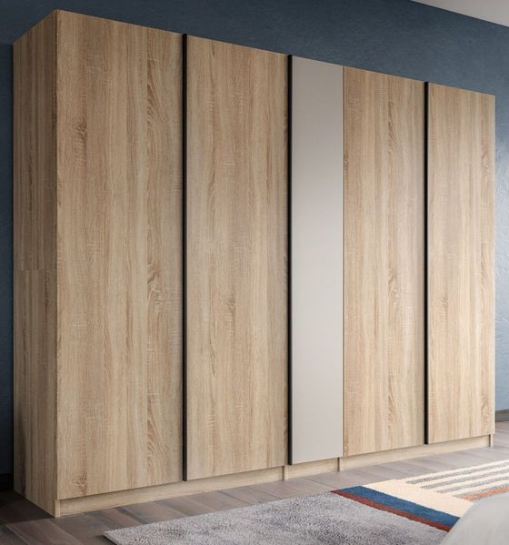 Kleiderschrank 5-türig Girona in Eiche und Kaschmir 230 x 183 cm