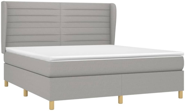 Boxspringbett mit Matratze Stoff Hellgrau 160x200 cm, Härtegrad: H2 [3128613] Bild 2