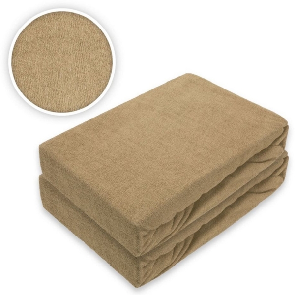 Doppelpack Frottee Spannbettlaken 60 - 70 x 140 cm Sand