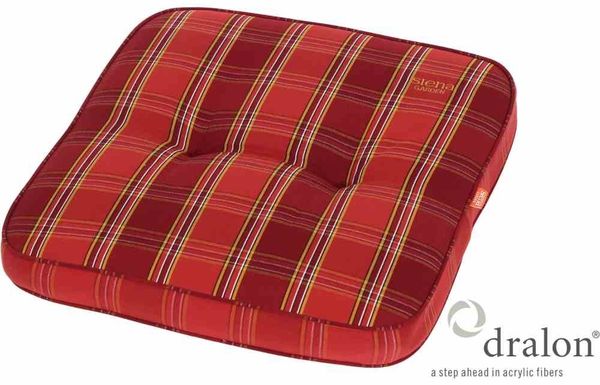 TARENT Sitzkissen / Hockerauflage Dessin Karo rot, 100% Polyacryl
