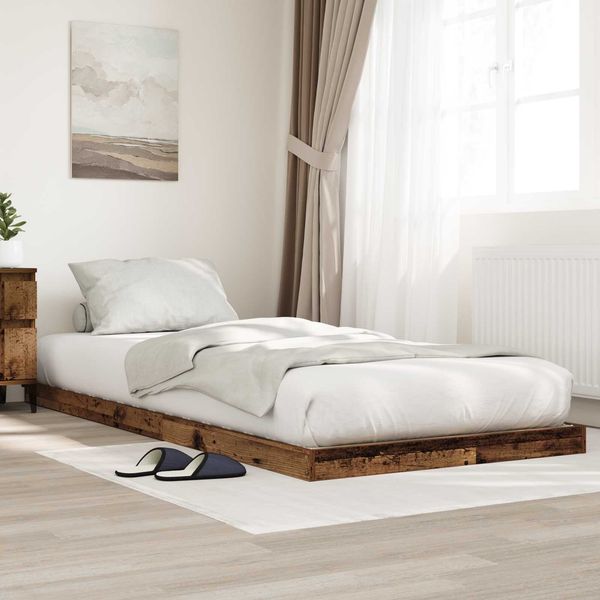 vidaXL Bodenbettrahmen, Altholz Braun, 96,5x200 cm