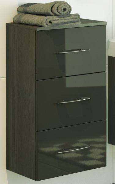 Auszugsunterschrank >Graphit< in Grau/Hochglanz aus MDF - 40x79x35cm (BxHxT)