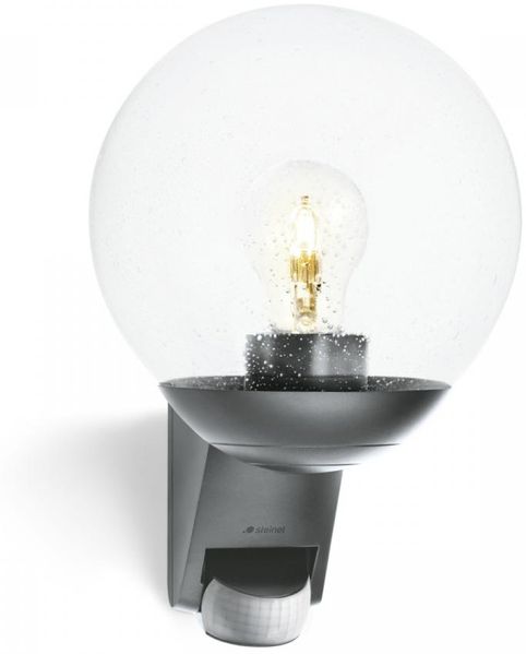Steinel Außenwandleuchte L 585 S anthrazit, 180°-Bewegungsmelder, E27-Fassung, max. 60 W, Glas, IP44