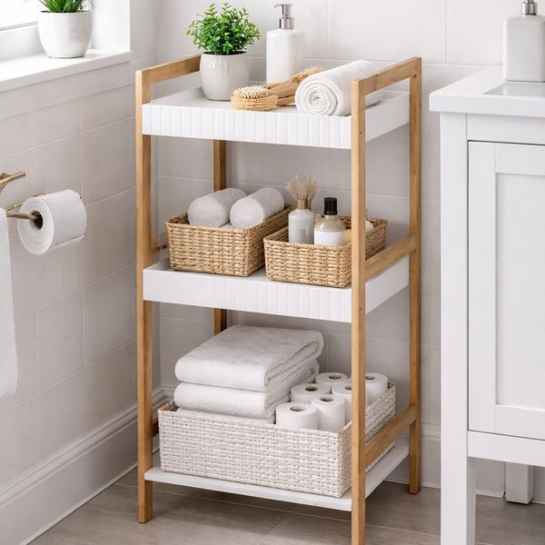 Bambus Badezimmerregal Badregal Wandregal Regal 3 Etagen 36 x 30 x 80 cm