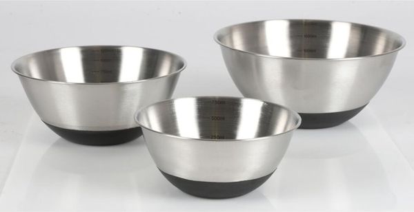 6x3t.Schüsselset schwarz Edelst. Schüsseln Schalen Geschirr Kochen Backen Küche