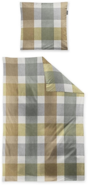 Irisette Feinbiber Bettwäsche Koala 135x200 Karo gold grau beige 8622-40