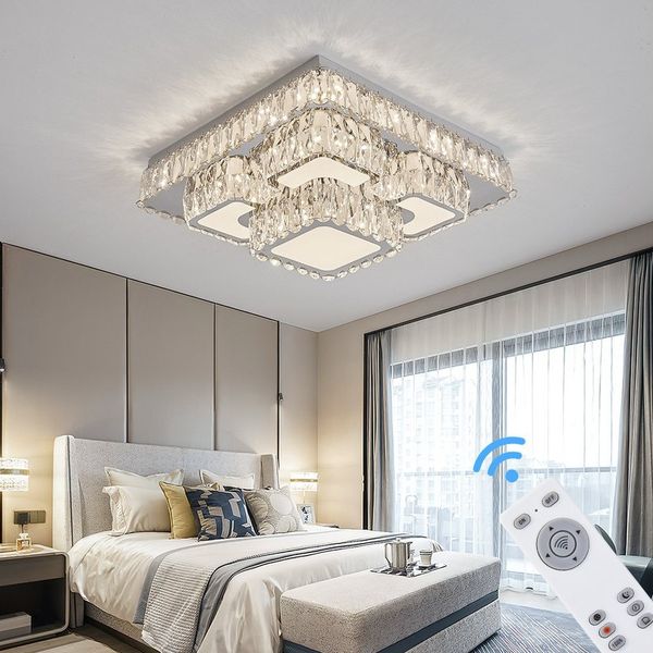 Eurohandisplay LED Deckenleuchte LED Deckenleuchte Kristall Lichtfarbe einstellbar mit Fernbedienung, LED fest integriert, Tageslichtweiß, Lichtfarbe und Helligkeit mit Fernbedienung oder App einstellbar