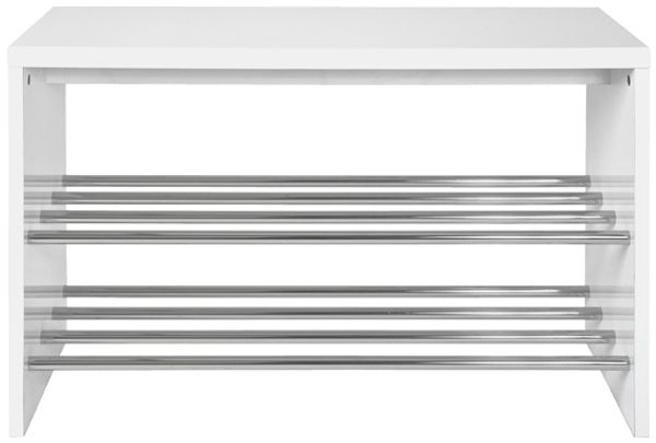 Sitzbank >Martin< in weiß-chrom aus MDF, Stahl - 81x55x30cm (BxHxT)