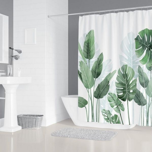 M&W DAS DESIGN Duschvorhang Bananenblätter grüne Pflanzen Textil Antischimmel waschbar Polyester Breite 120 cm