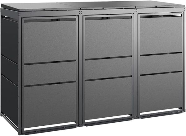 MBOX24 MODERN Mülltonnenbox 3er für 120 Liter Mülltonne | Anthrazit | Mülltonnenverkleidung | Mülltonnenhaus | Box für Mülltonnen | Mülltonnenunterstand | Mülltonneneinhausung