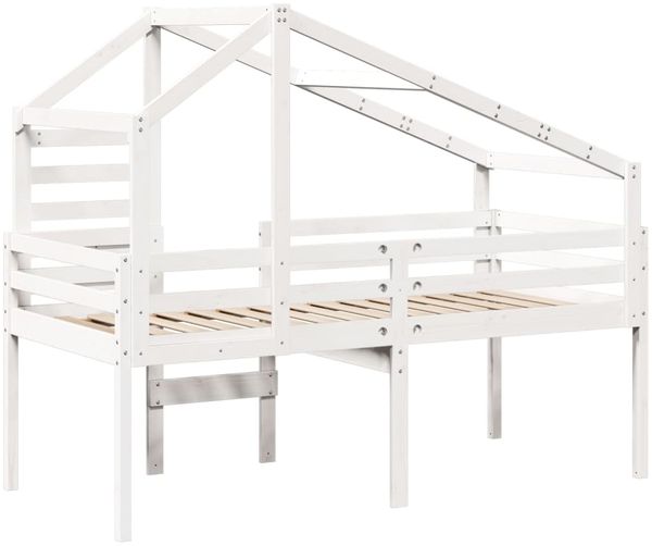 vidaXL Hochbett mit Dach Weiß 90x190 cm Massivholz Kiefer 3281981 Bild 6