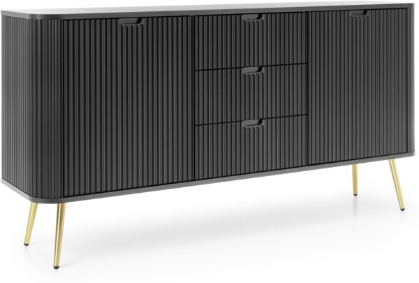 AX LIVING Schubladenschrank Kommode Salvia KSZ168 168 cm breit Schwarz